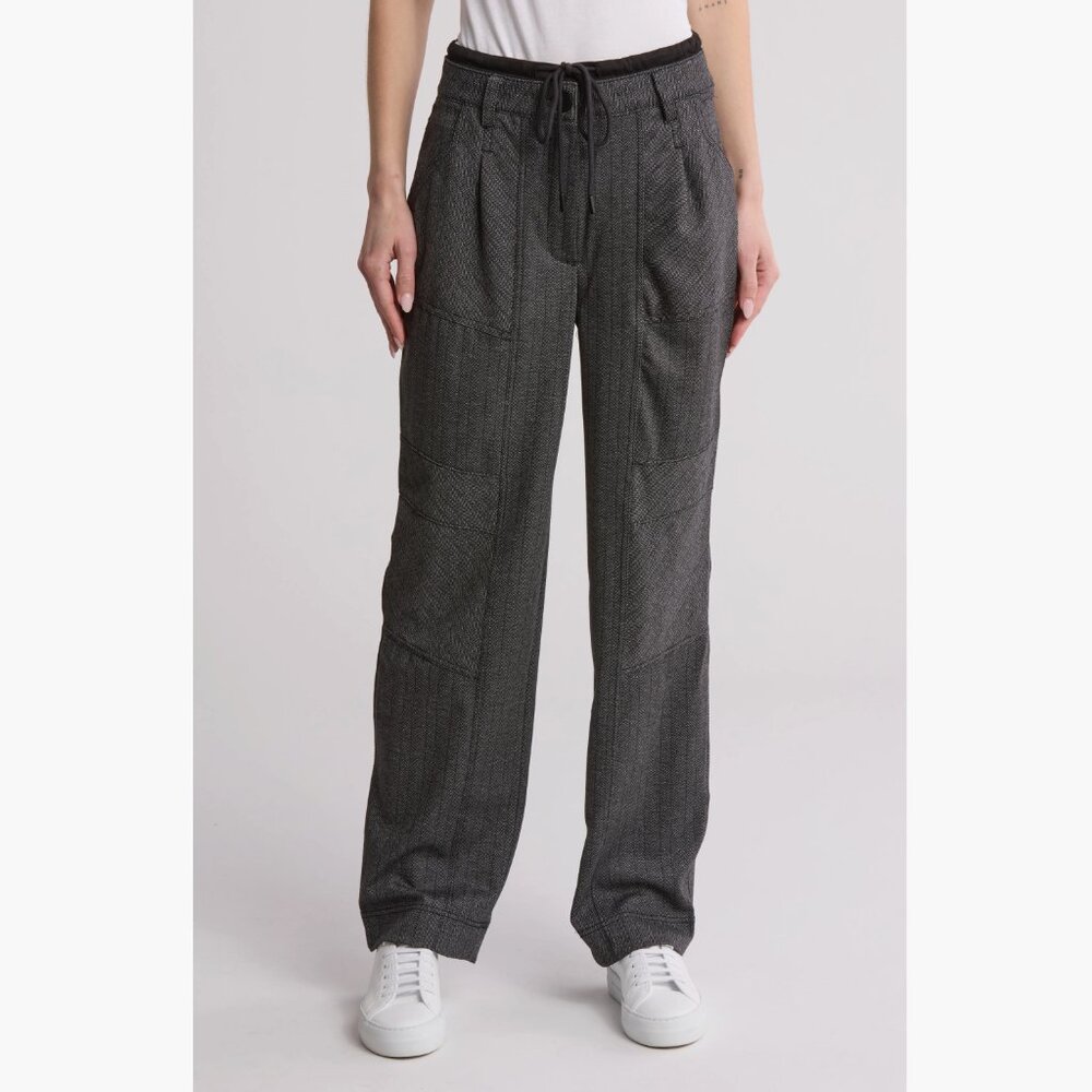 NWT Democracy Chevron Drawstring Trousers 12, GREY BLACK